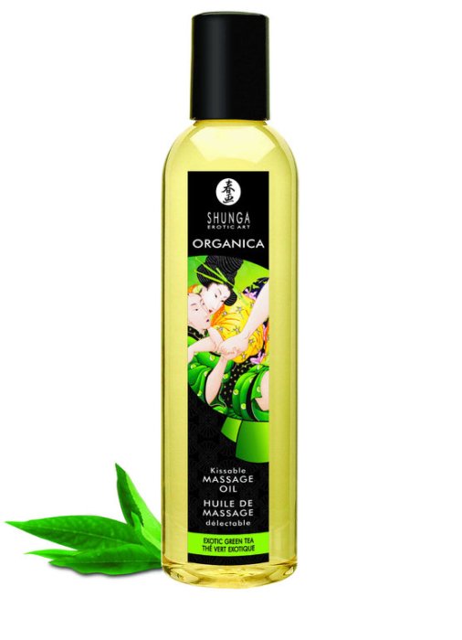 Shunga Ulei Masaj Erotic Organica Green Tea, 250ml - vedere frontala