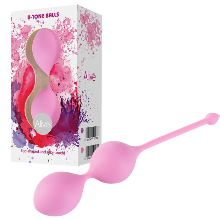 Bile Vaginale, Kegel Balls, Silicon U-Tone, Roz, 3,5cm - vedere frontala
