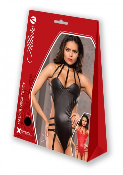 Body Rosu Halter Teddy, Allure Lingerie#