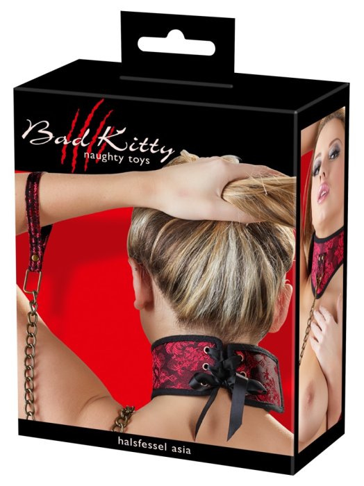 Choker  cu Lesa Bad Kitty "Asia Bondage Collection" - Rosu##