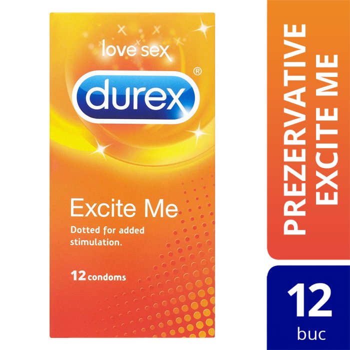 Prezervative Durex Excite Me 12 bucati - vedere frontala
