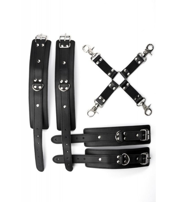 Set Bondage Erotica Grey Velvet 5 Piese, S-L - detaliu finisaj
