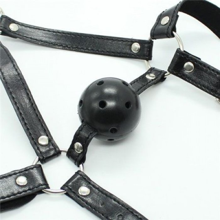 Masca Head Harness + Ball Gag [ Calus cu Bila ]#