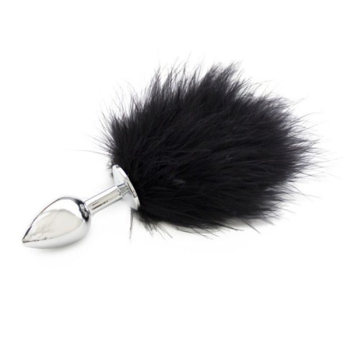 Butt Plug Anal Toyz4Lovers "Pony Tail" 6 cm - Negru - vedere frontala