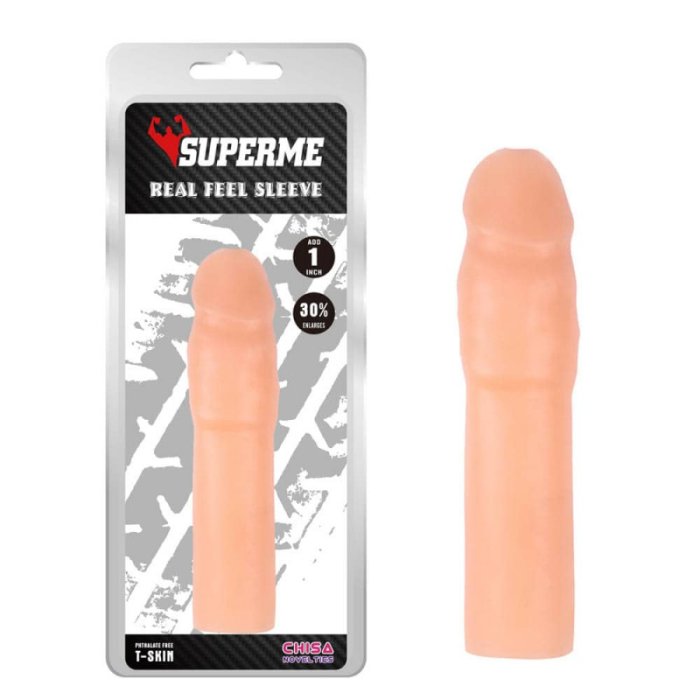 Prelungitor Penis Chisa Novelties »Real Feel Sleeve« 17cm - Natural - vedere laterala