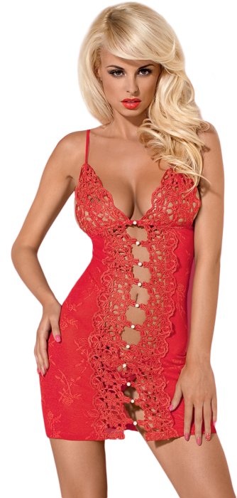 Set Neglijeu Rosu Obsessive Bride, 2 piese, S/M# - vedere frontala