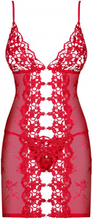 Set Neglijeu Rosu Obsessive Bride, 2 piese, S/M# - vedere laterala