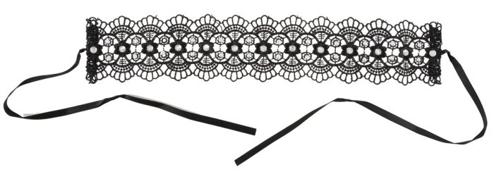 Choker Elegant Dantela Neagra cu Strassuri# - dimensiuni complete