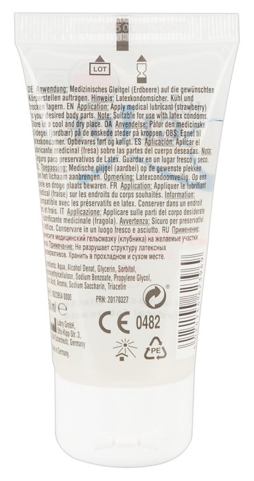 Lubrifiant Just Glide Capsuni 50 ml. - culoare si material