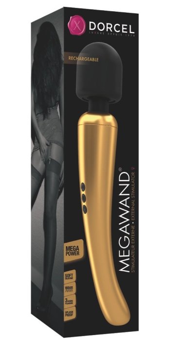 Aparat Masaj Intim MEGAWAND, 20 Functii, Dorcel, Gold Massager - dimensiuni complete
