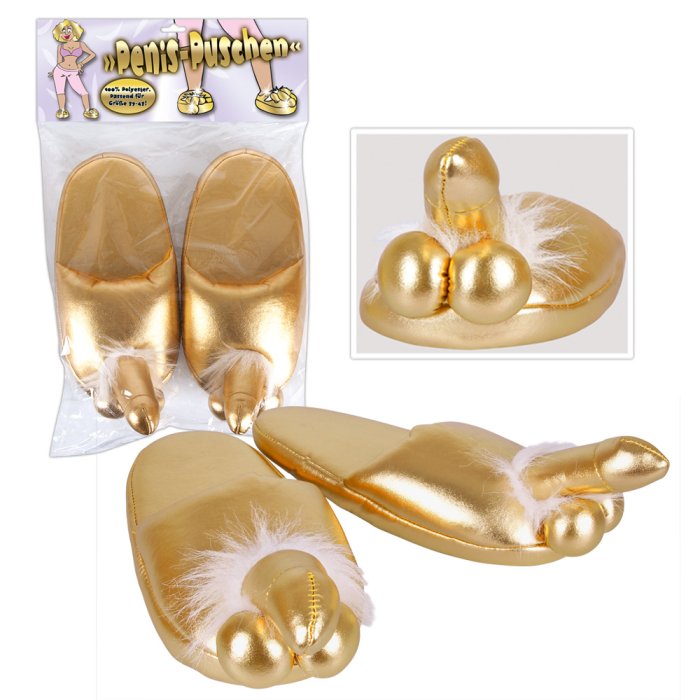 Papuci cu Penis Erotica - Galben - vedere frontala