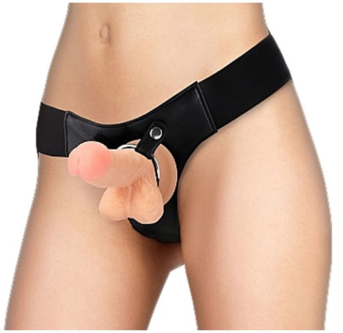 Strap-On Dildo Natural Ouch! Realistic StrapOn, 15 cm - vedere frontala