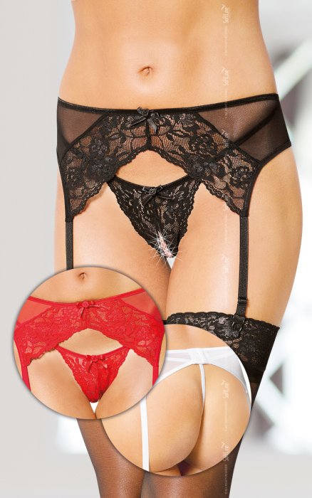 Set Portjartiera cu Bikini Softline - Alb# - detaliu design
