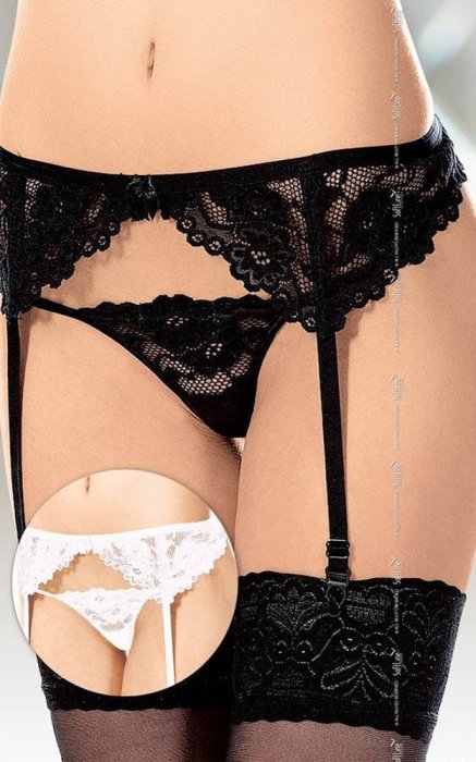 Set Portjartiera si Bikini Softline - Alb
