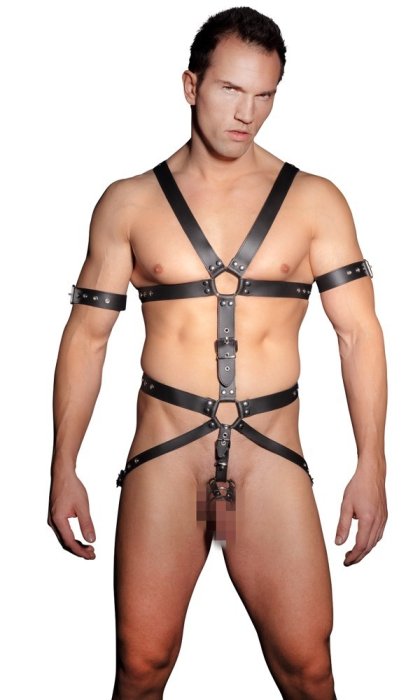 Body Piele Barbati ZADO Harness Bondage S-M - culoare si material