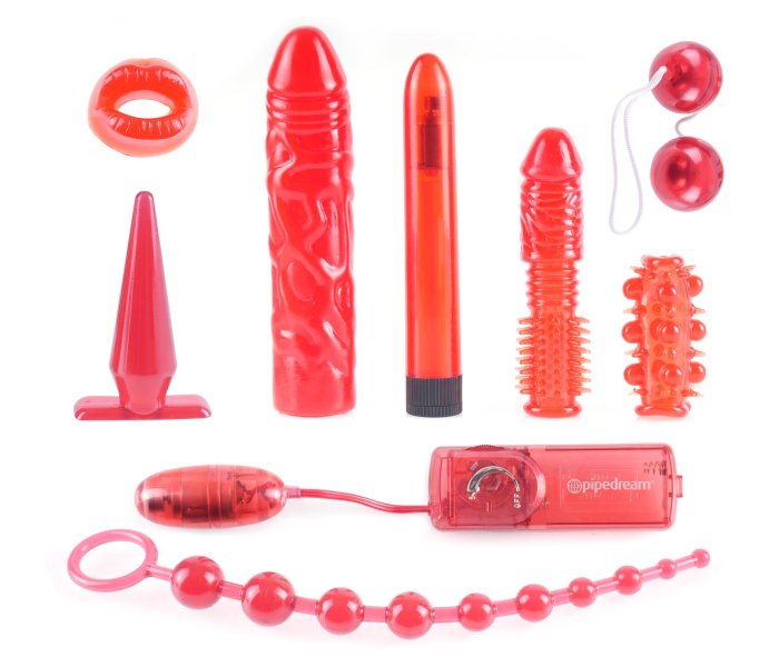 Set Deluxe Pipedream Extreme »Kinki Collection« 9 piese - Rosu - detaliu design