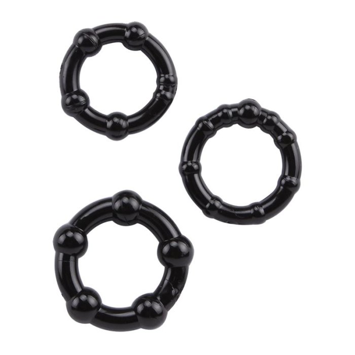 Set 3 inele Penis Get Lock Negre - dimensiuni complete
