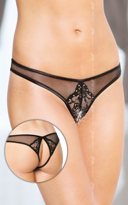 Chiloti Softline Thongs - Negri# - vedere frontala