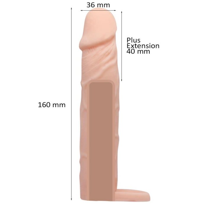 Prelungitor Penis Late To Bed + 4cm [ 16 cm ] - detaliu design