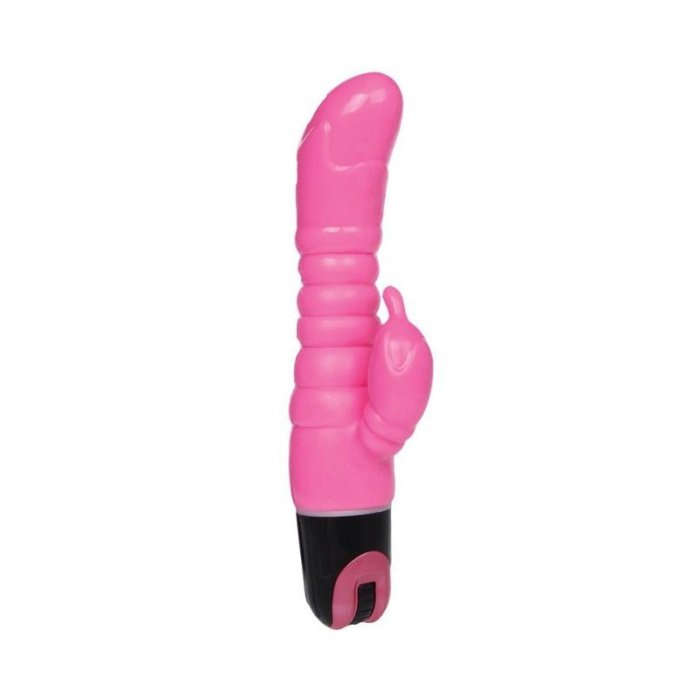 Vibrator Iepuras cu dubla stimulare, roz - culoare si material