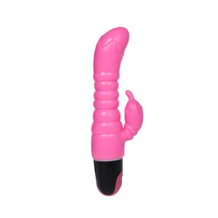 Vibrator Iepuras cu dubla stimulare, roz - vedere frontala