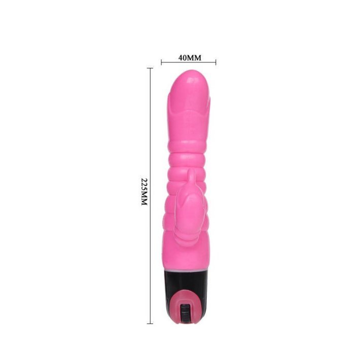 Vibrator Iepuras cu dubla stimulare, roz - vedere laterala