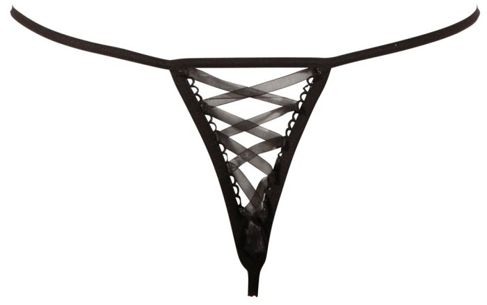 Chiloti Rose String Cottelli Collection - Negru - detaliu finisaj