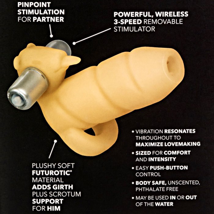 Manson Penis California Exotics  "Futurotic 4 Way Arouser" 10 cm - Galben##
