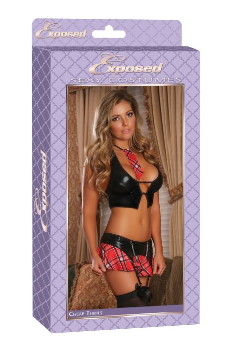 Costum Scolarita Deviant School Girl, Magic Silk, Exposed, Rosu, S-M