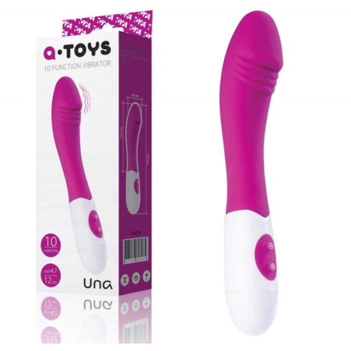 Vibrator Silicon Una, Q-Toys, Roz, 10 viteze - vedere frontala