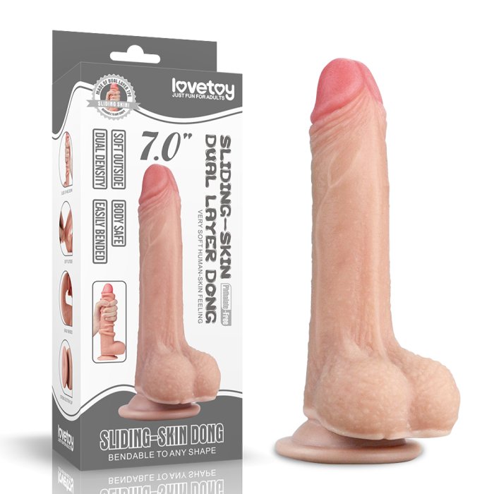 Dildo Realistic Lovetoy "Sliding Skin Dong 7" 18cm - Natural