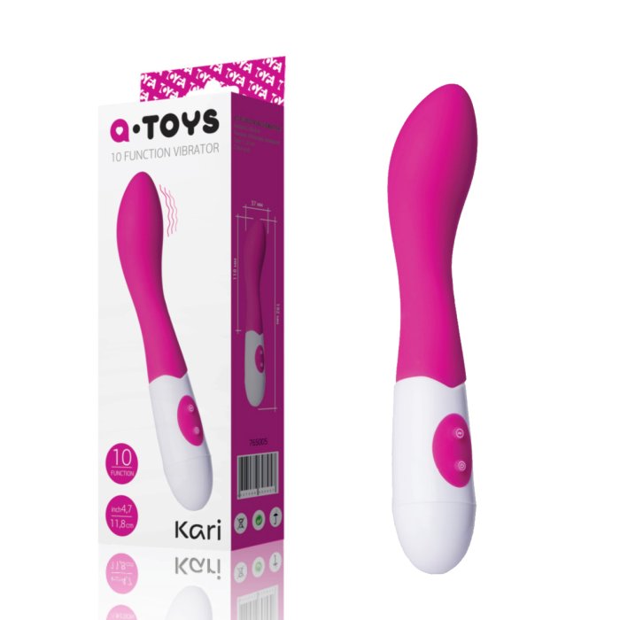 Vibrator Silicon Kari, Q-Toys, Roz, 10 viteze - vedere frontala