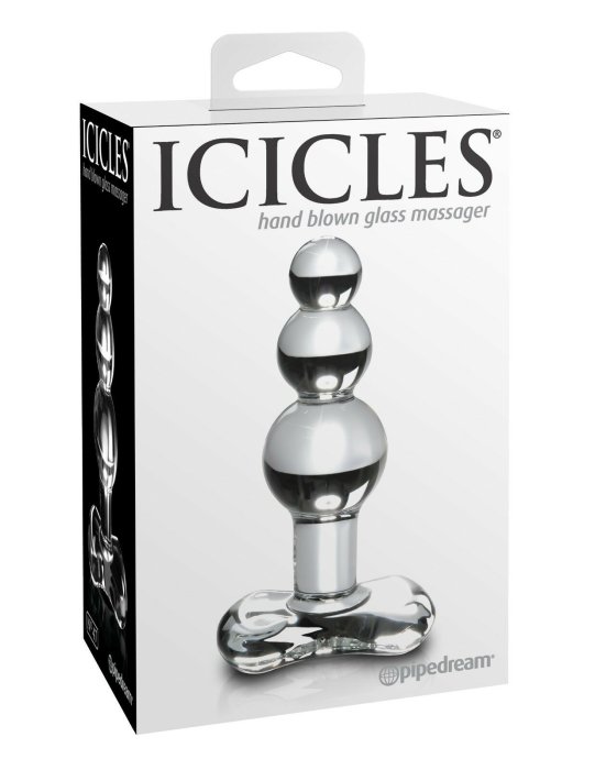 Dop Anal Sticla Icicles No 47 Transparent vedere laterala becuri gradate Pipedream