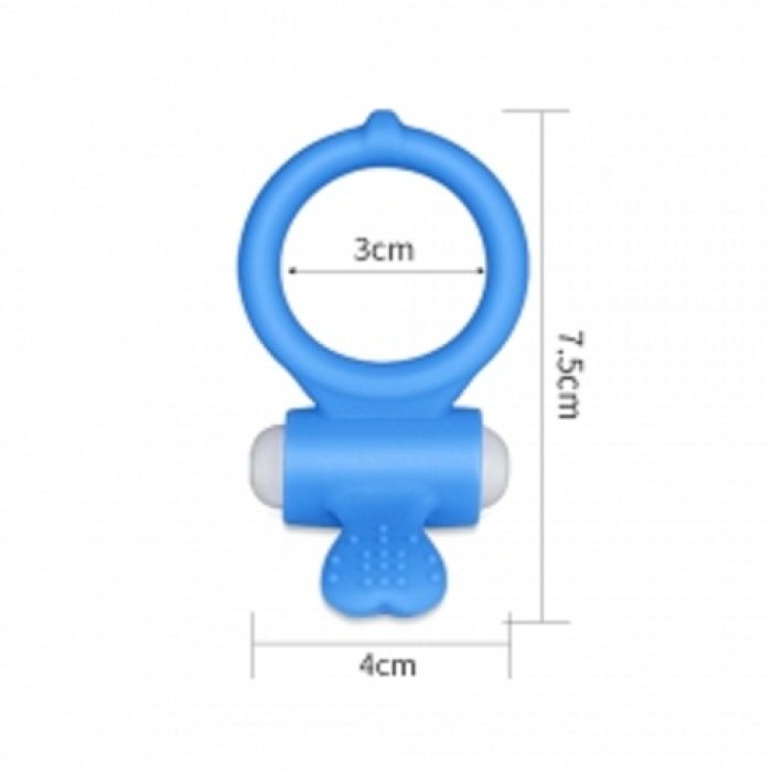 Inel Penis cu Vibratii, Power Clit Blue - dimensiuni complete