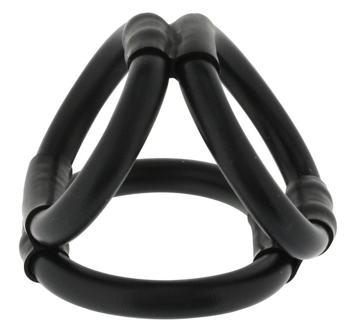 Inel Seven Creations "TriRing Cock Cage" Negru - accesorii incluse
