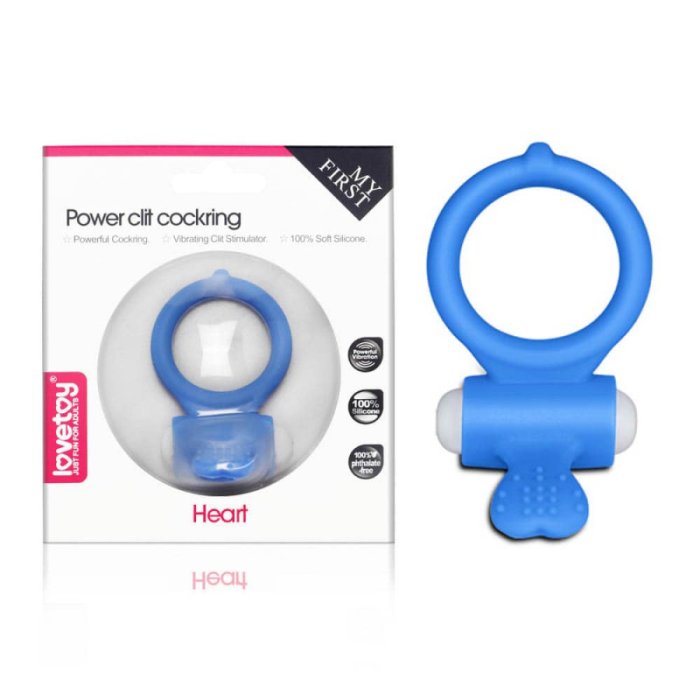 Inel Penis cu Vibratii, Power Clit Blue - vedere frontala