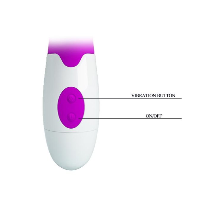 Vibrator Dubla Stimulare Pretty Love »Bruno« 20 cm - Violet - detaliu finisaj
