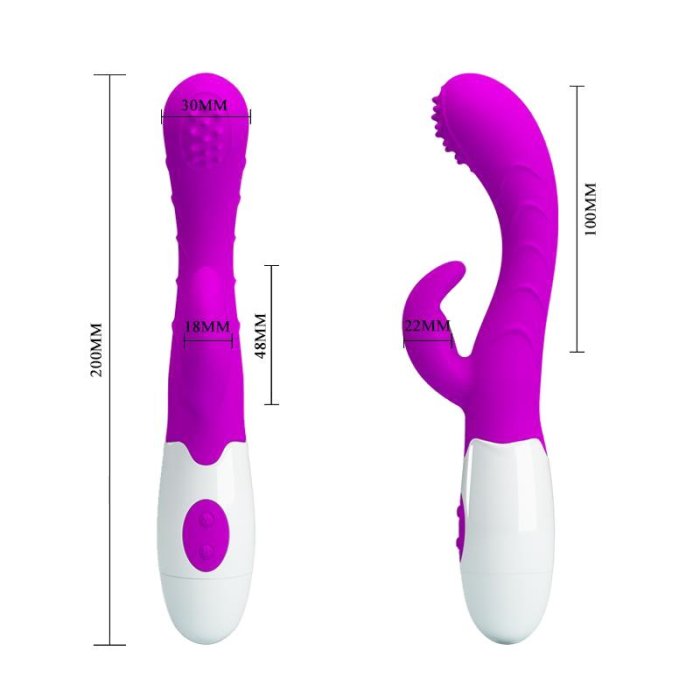 Vibrator Dubla Stimulare Pretty Love »Bruno« 20 cm - Violet - culoare si material