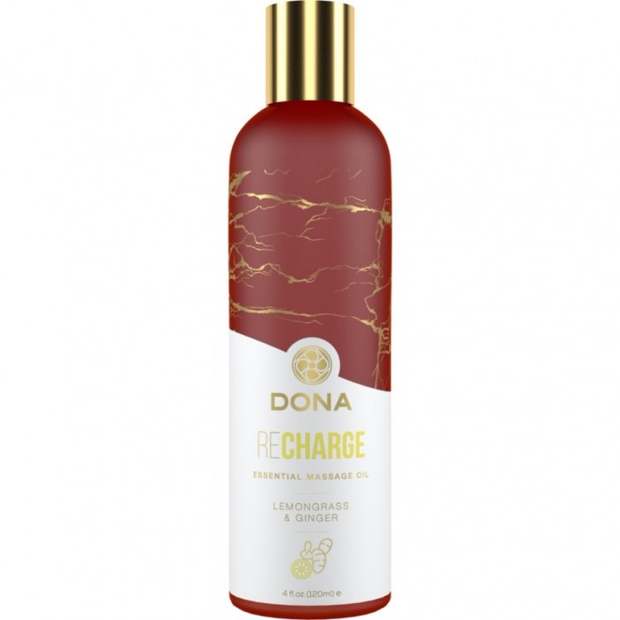 Ulei Masaj Vegan, Natural 100%, Recharge Lemongrass & Ginger, Dona, 120ml - vedere frontala