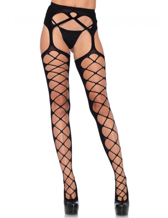 Ciorapi Diamond Net Leg Avenue - Negru