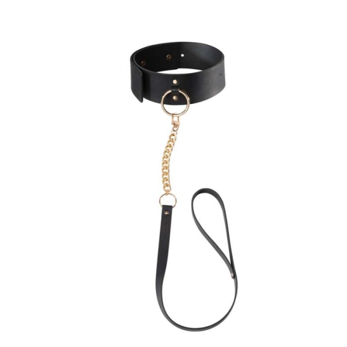 Catuse pentru gat cu lesa Bijoux Indiscrets, Maze negru - vedere frontala