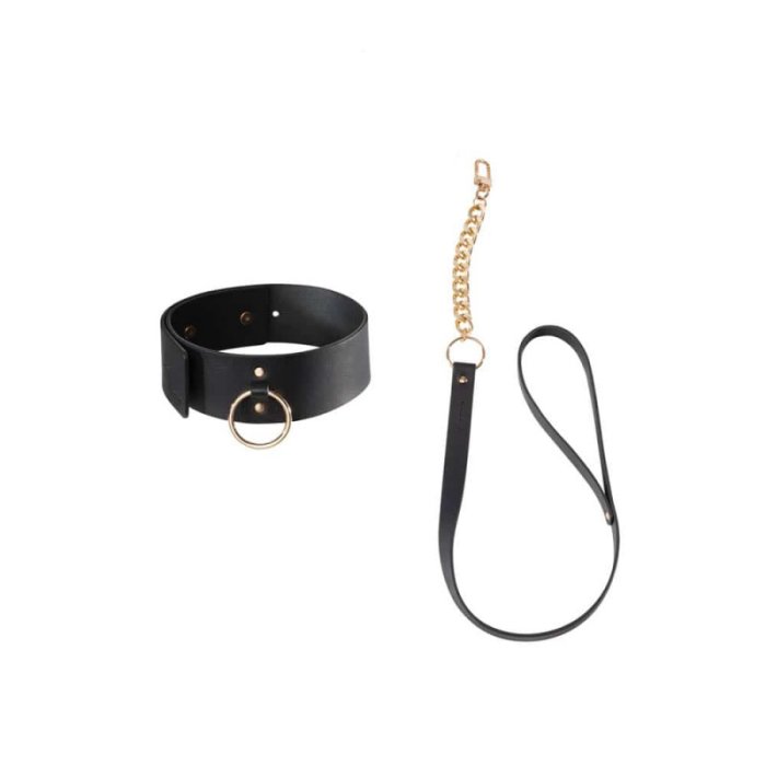 Catuse pentru gat cu lesa Bijoux Indiscrets, Maze negru - detaliu design