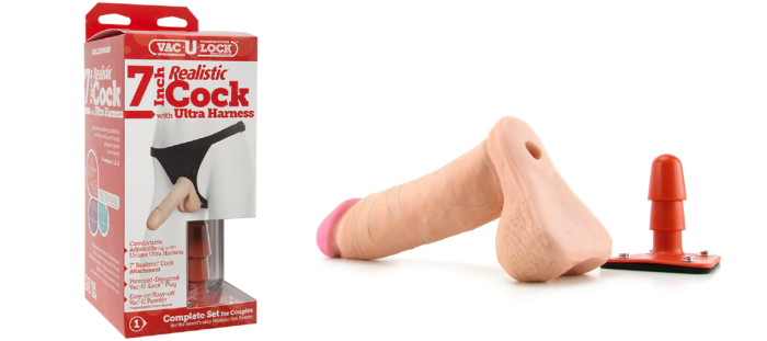 Strapon Doc Johnson »On Vac U Lock« 17,3 cm - Natural