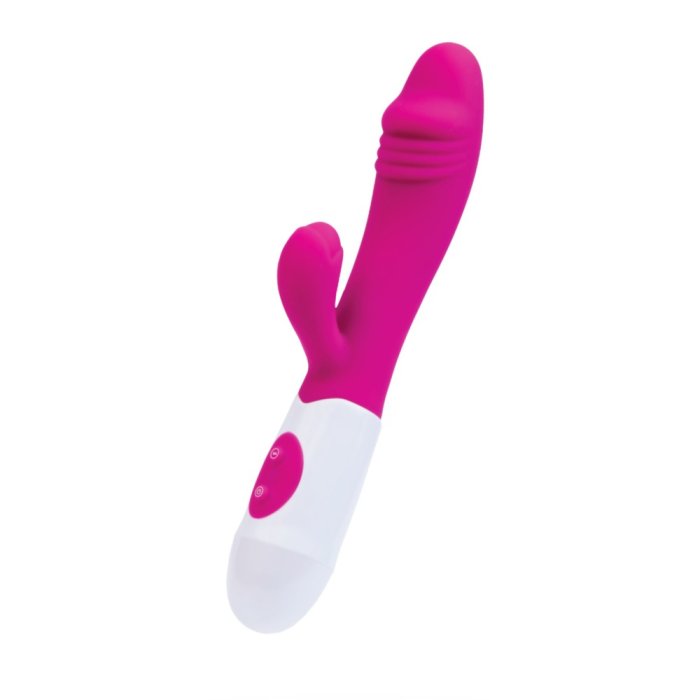 Vibrator Rabbit Silicon Area, Q-Toys, Roz, 10 viteze, 2 Motoare - culoare si material
