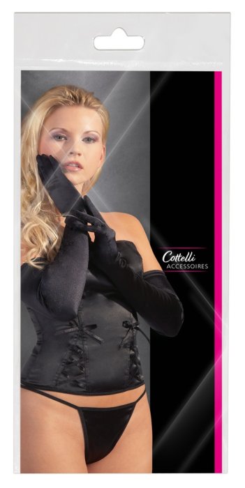 Manusi Lungi din Satin Cotelli Collection - Negru