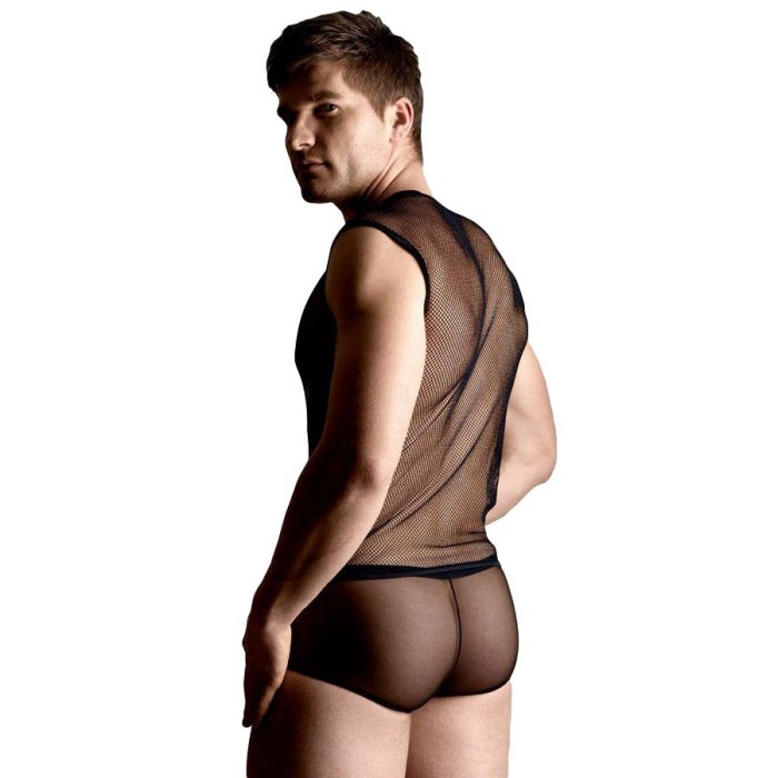 Set Tricou si Boxeri Plasa - Negru - detaliu design