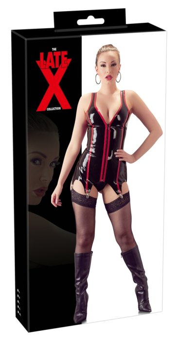 Corset Body Latex - Negru - detaliu finisaj