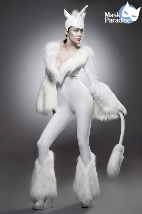 Costum  Unicorn Mask Paradise - Alb - detaliu finisaj
