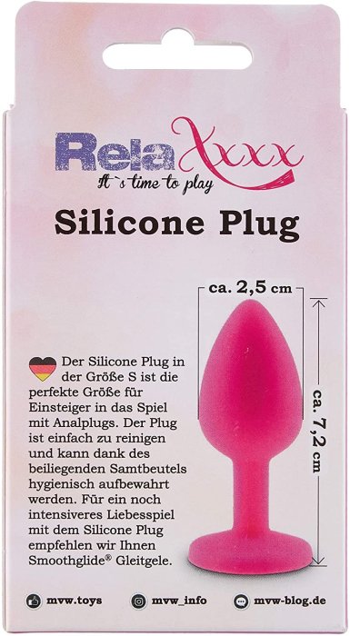 Plug Anal RelaXxxx Silicone Diamont Plug Pink-Pink Small - dimensiuni complete