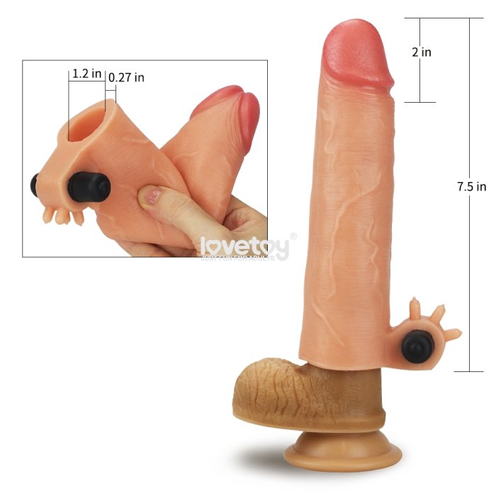 Prelungitor Penis cu Vibratii Lovetoy »Vibrating Silicone Extender« 19 cm - Natural